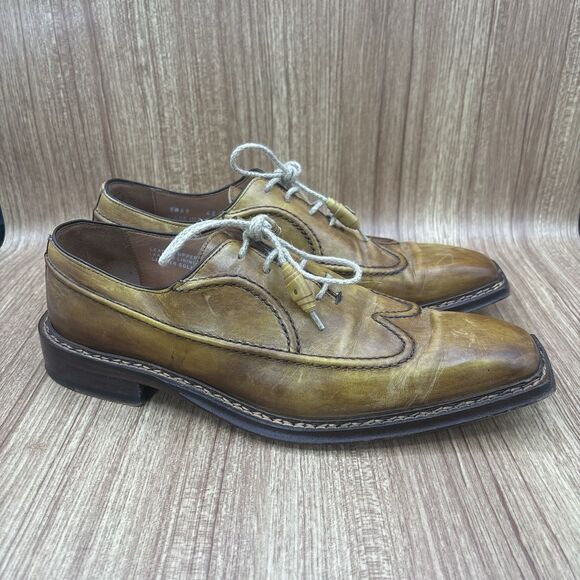 Soulier Other - Soulier Men’s Dress Oxford Square Toe Leather Yellow Brown Italy EU 43 / Mens 10